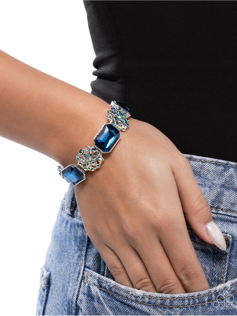 Blue Crystal Statement Bracelet - Women Jewelry